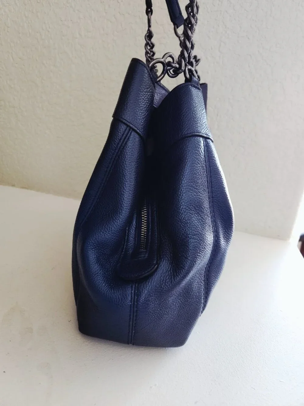 Like New Coach Lexy Midnight Metallic Blue Shoulder Bag Purse